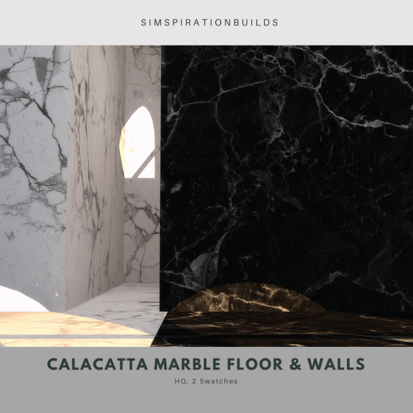Alpha Calacatta Marble Floor Walls by simsfinds - The Sims 4 Custom Content