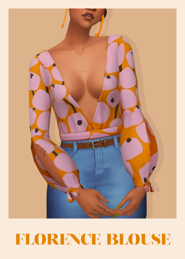 Maxis Match FLORENCE BLOUSE TIPTOPTAB by simsfinds - The Sims 4 Custom Content
