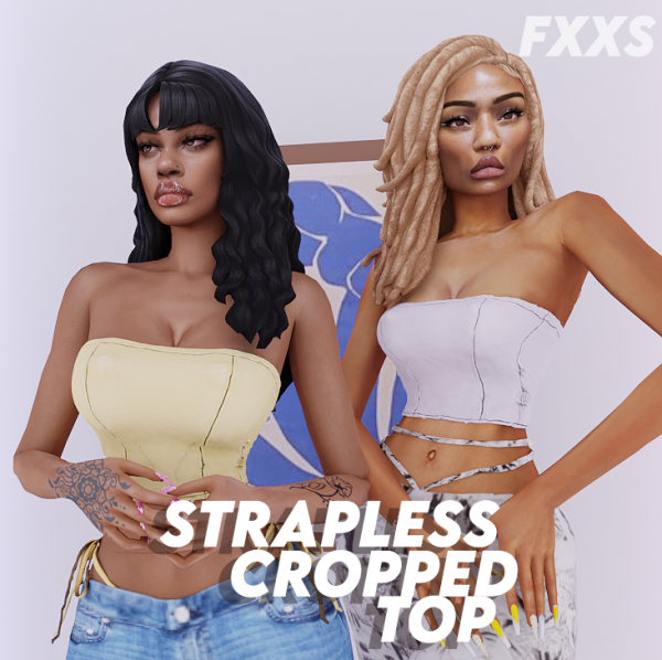 Alpha Strapless Cropped Top by simsfinds - The Sims 4 Custom Content