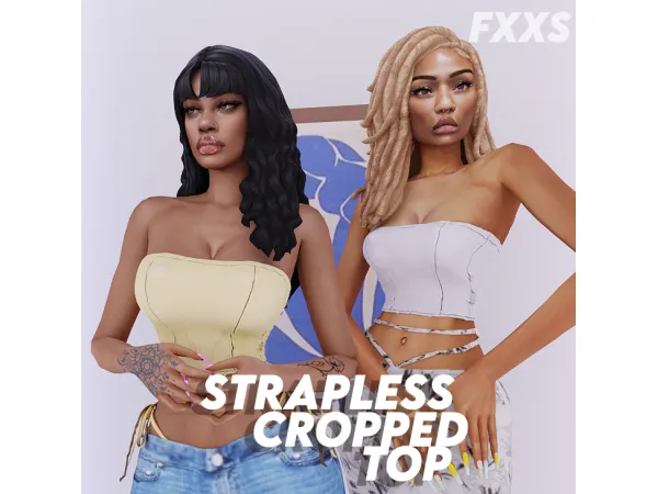 Alpha Strapless Cropped Top by ForeverXXSims - The Sims 4 Custom Content