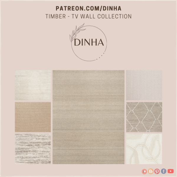 Alpha Timber TV Wall Collection (RUGS) by dinhagamer - The Sims 4 Custom Content