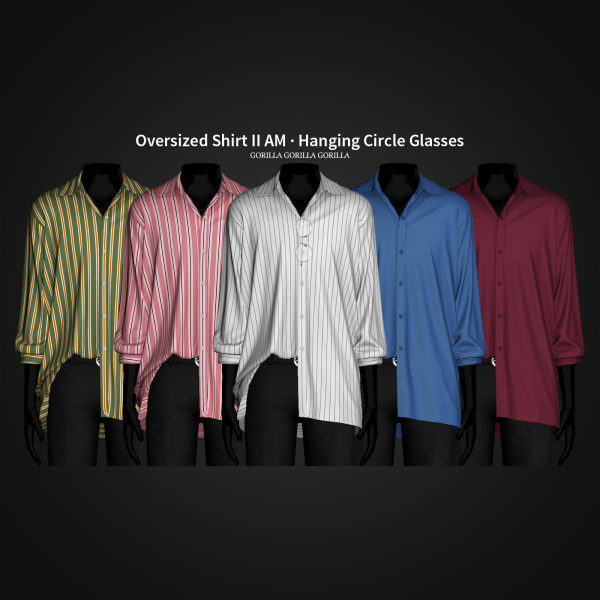 Alpha Oversized Shirt II Hanging Circle Glasses by simsfinds - The Sims 4 Custom Content