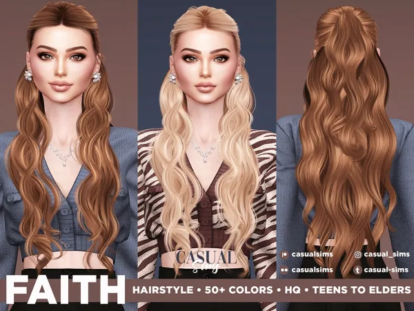 Alpha Faith Hairstyle by simsfinds - The Sims 4 Custom Content