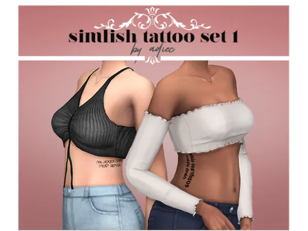 Mix adiec SIMLISH TATTOO SET 1 - The Sims 4 Custom Content