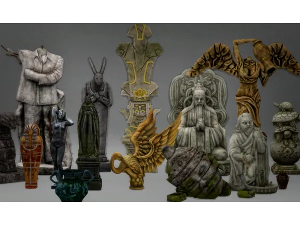 Alpha Statues (14 ITEMS ) by Jennifer Jennisims - The Sims 4 Custom Content