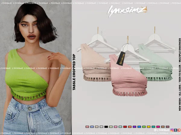 Alpha Tassel Cropped Top Special Supporters by LYNXSIMZ - The Sims 4 Custom Content