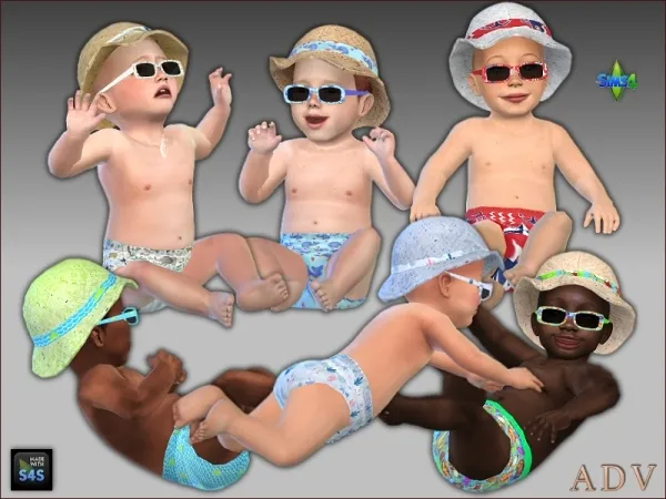 Maxis Match Swimwear for infant boys - The Sims 4 Custom Content