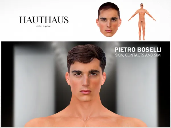 Alpha Pietro Boselli Skin and Sim for (Super Real) by Hauthaus - The Sims 4 Custom Content