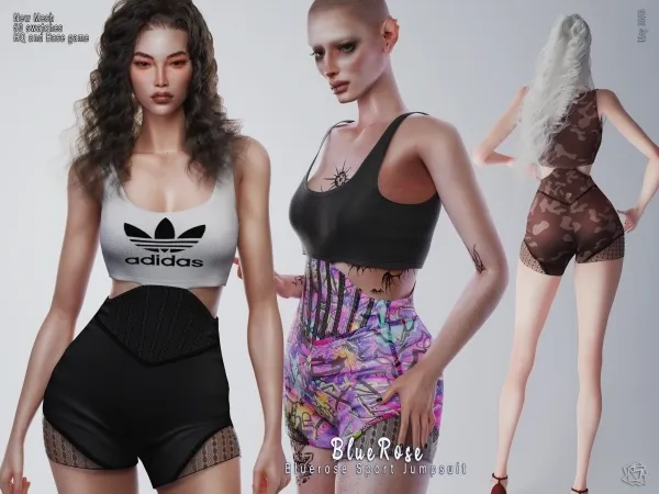 Alpha BlueRose Sport Jumpsuit - The Sims 4 Custom Content
