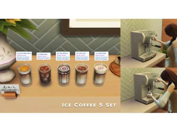 Maxis Match June 2023 Recipe_Ice Coffee 5Set by simsfinds - The Sims 4 Custom Content