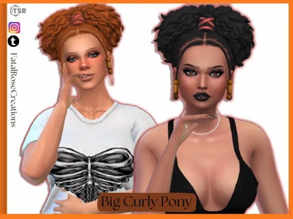 Maxis Match Big Curly Pony - The Sims 4 Custom Content