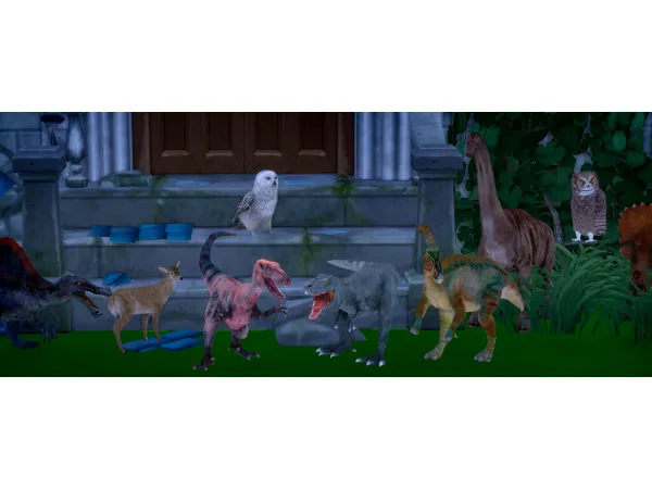 Alpha DinosaursOwlsDeer(9 ITEMS) by Jennifer Jennisims - The Sims 4 Custom Content