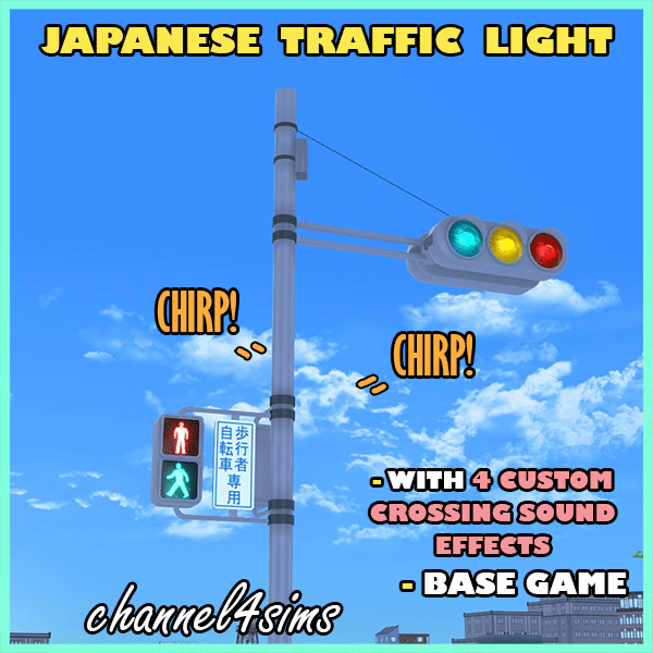 Alpha Japanese Traffic Light (with sound effect) by simsfinds - The Sims 4 Custom Content