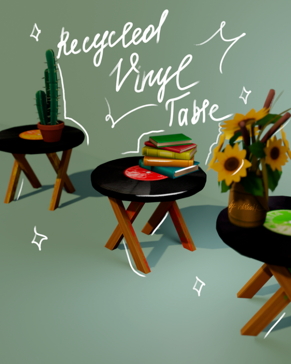 Alpha Recycled Vinyl Table for by simsfinds - The Sims 4 Custom Content