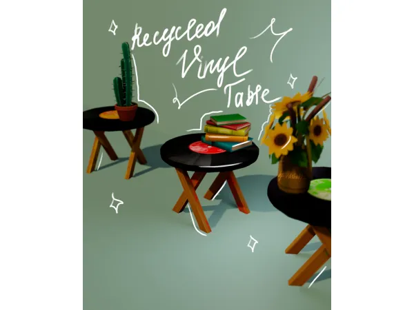 Alpha Recycled Vinyl Table for by vdshakh - The Sims 4 Custom Content