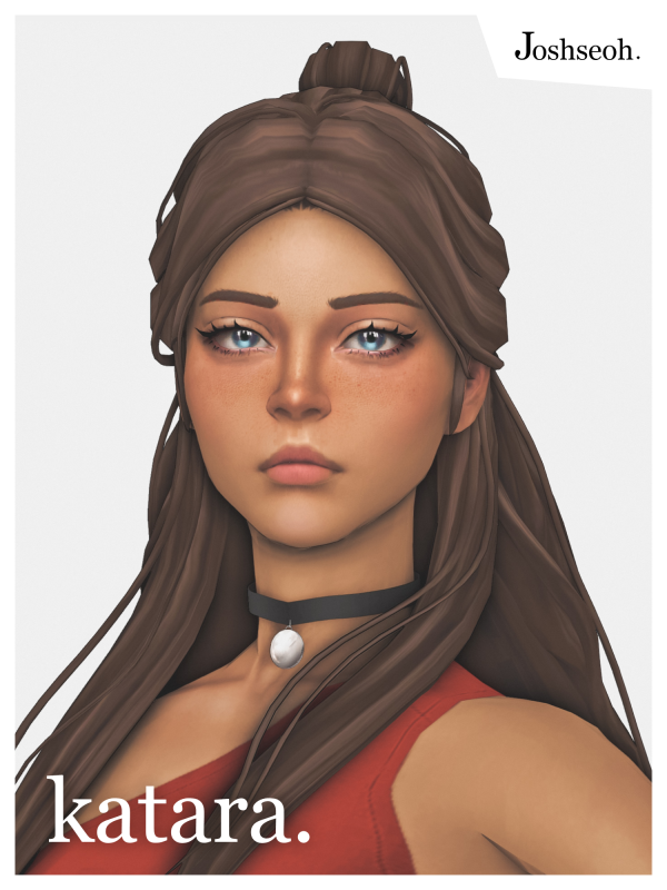 Maxis Match Katara Hair (jo_se_oh joshseoh) by simsfinds - The Sims 4 Custom Content