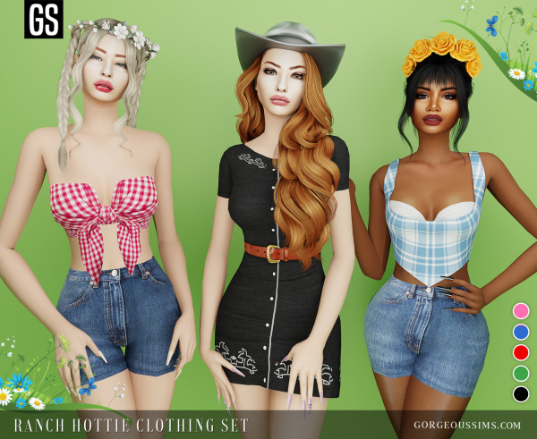 Alpha Ranch Hottie Clothing Set by simsfinds - The Sims 4 Custom Content