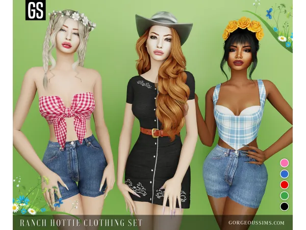 Alpha Ranch Hottie Clothing Set - The Sims 4 Custom Content