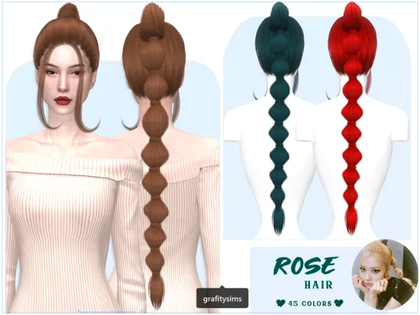 Alpha Rose Hair - The Sims 4 Custom Content