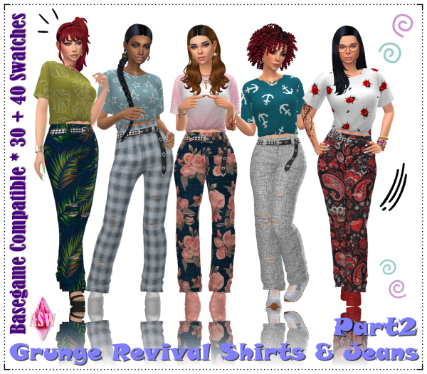 Maxis Match Grunge Revival Shirts Jeans Part 2 by simsfinds - The Sims 4 Custom Content