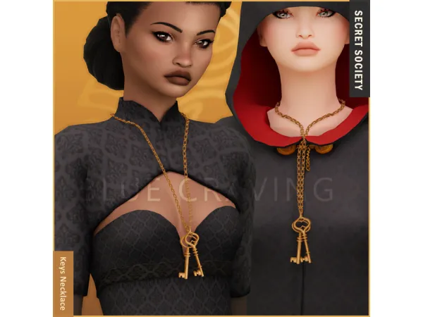 Alpha Blue Craving Keys Necklaces - The Sims 4 Custom Content