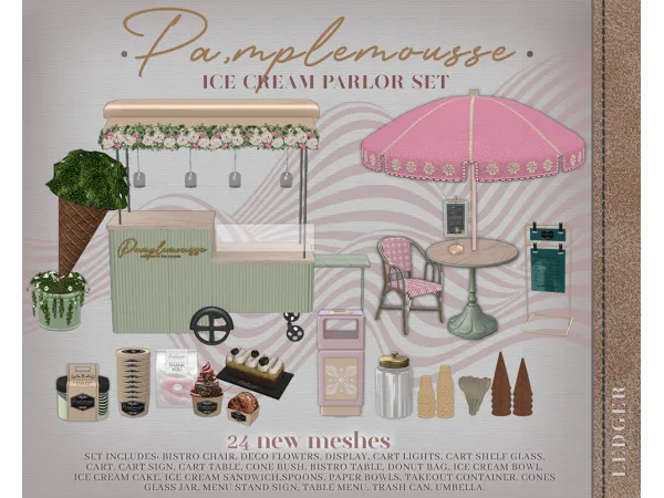 Alpha Pamplemousse Ice Cream Parlor (The Atelier Tier) Ledger Atelier - The Sims 4 Custom Content