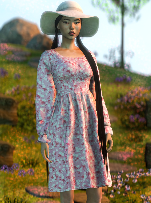 Alpha Wildflower Gal Dress by simmerkatex - The Sims 4 Custom Content