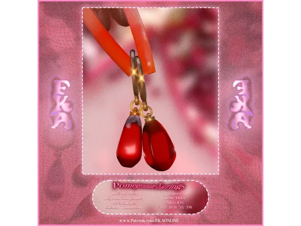 Alpha FKA Presents Pomegranate Earrings by FKA - The Sims 4 Custom Content