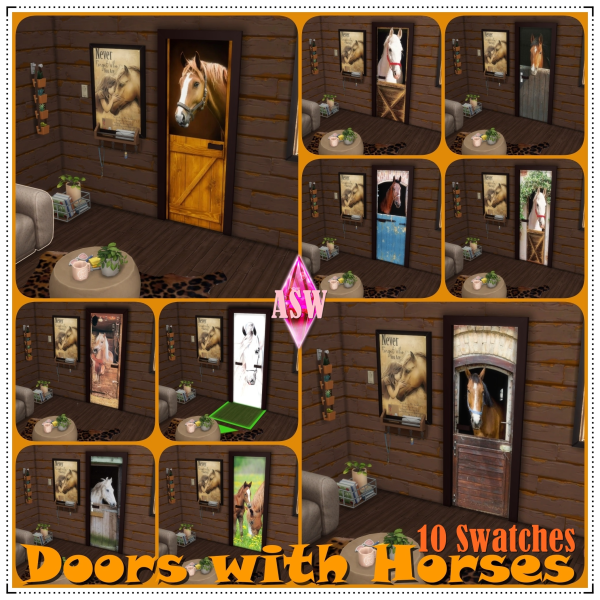 Alpha Doors with Horses by simsfinds - The Sims 4 Custom Content