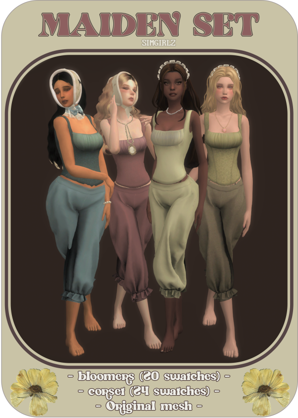 Maxis Match SIMGIRLZ (Maiden Set) Bloomers and Corset by simsfinds - The Sims 4 Custom Content