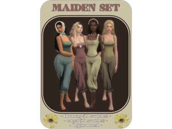 Maxis Match SIMGIRLZ (Maiden Set) Bloomers and Corset - The Sims 4 Custom Content