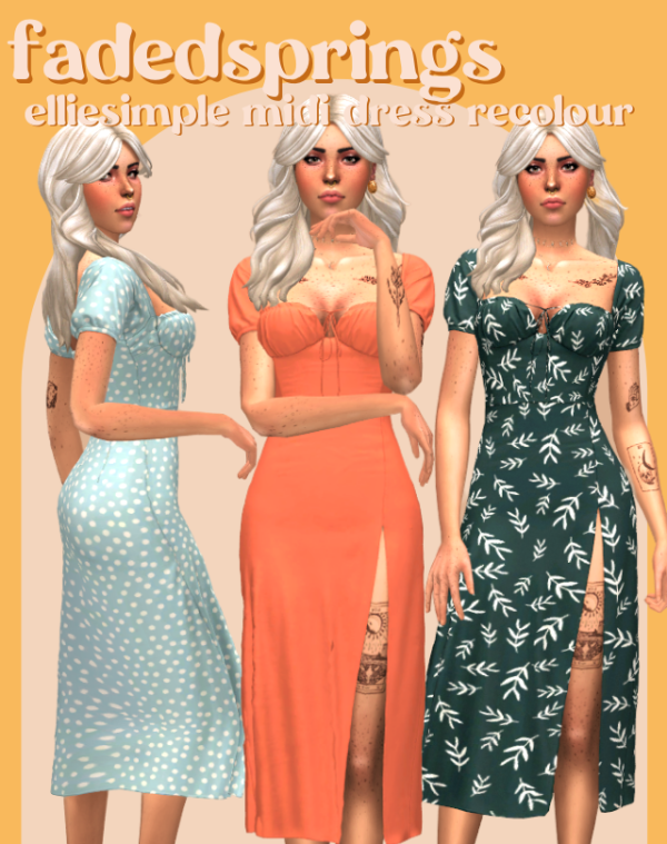Mix elliesimple midi dress recoloured springs by simsfinds - The Sims 4 Custom Content