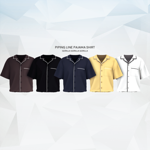 Alpha Piping Line Pajama Shirt by simsfinds - The Sims 4 Custom Content