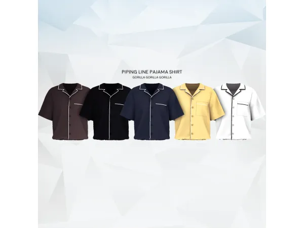 Alpha Piping Line Pajama Shirt by gorillax3 - The Sims 4 Custom Content
