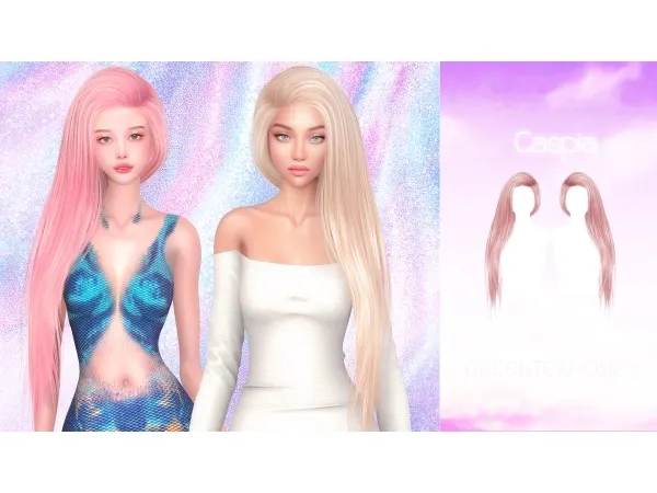 Alpha Caspia hairstyle by greenteahoney - The Sims 4 Custom Content