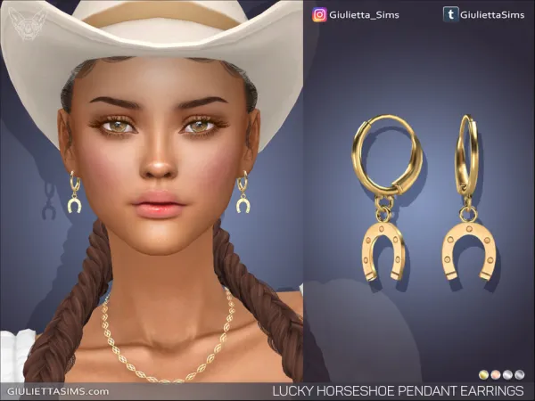 Alpha ucky Horseshoe Pendant Earrings - The Sims 4 Custom Content