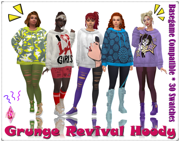 Maxis Match Grunge Revival Hoody by simsfinds - The Sims 4 Custom Content