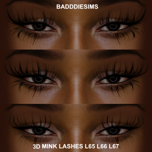 Alpha 3D MINK LASHES L65 L66 L67 by simsfinds - The Sims 4 Custom Content