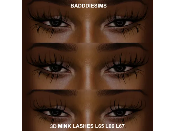 Alpha 3D MINK LASHES L65 L66 L67 by BADDDIESIMS - The Sims 4 Custom Content