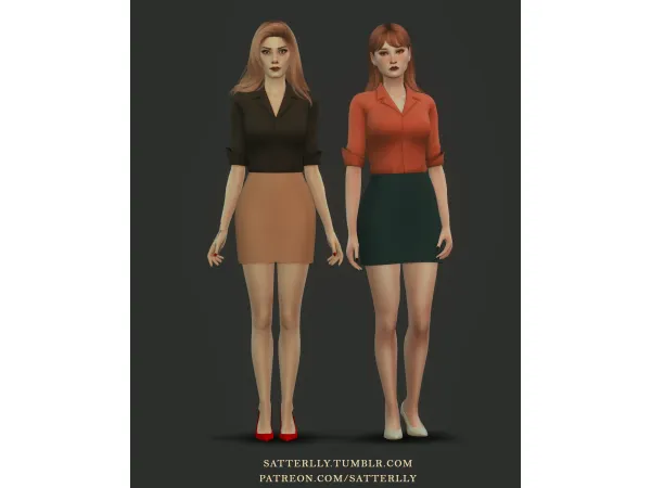 Maxis Match Formal skirt and blouse outfit 2 by satterlly - The Sims 4 Custom Content