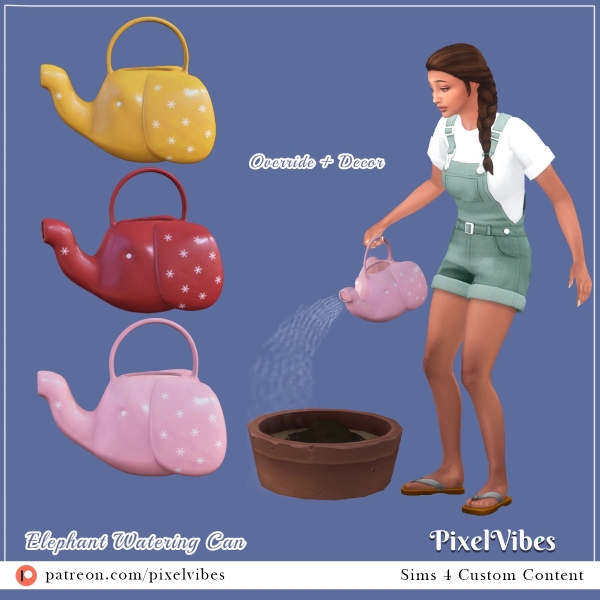 Mix Elephant Watering Can by pixelvibes - The Sims 4 Custom Content