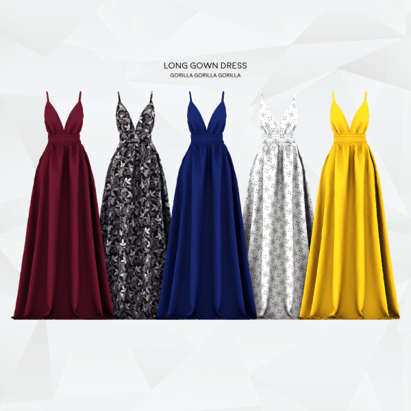 Alpha Long Gown Dress by simsfinds - The Sims 4 Custom Content