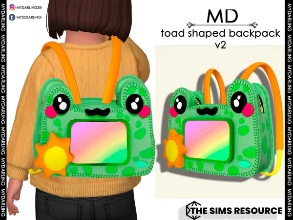Alpha TOAD SHAPED BACKPACK V2 AND BAG - The Sims 4 Custom Content