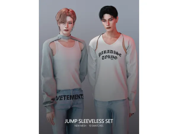 Alpha Jump Sleeveless Set by RONA_SIMS - The Sims 4 Custom Content