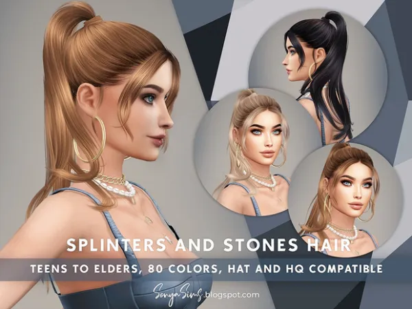 Alpha Splinters and Stones Hair by sonyasims - The Sims 4 Custom Content