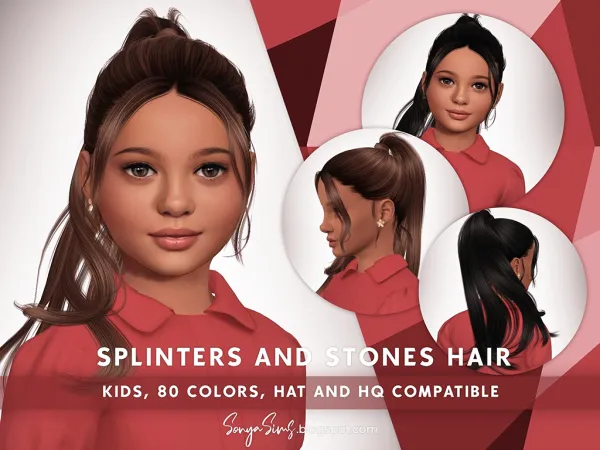 Alpha Splinters and Stones Hair (KIDS VERSION) by simsfinds - The Sims 4 Custom Content