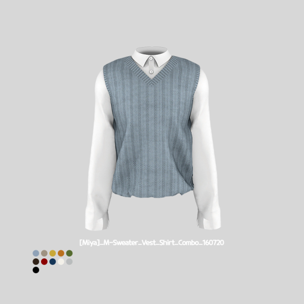 Alpha [Miya] M Sweater Vest Shirt Combo by simsfinds - The Sims 4 Custom Content