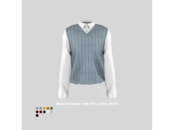 Alpha [Miya] M Sweater Vest Shirt Combo - The Sims 4 Custom Content