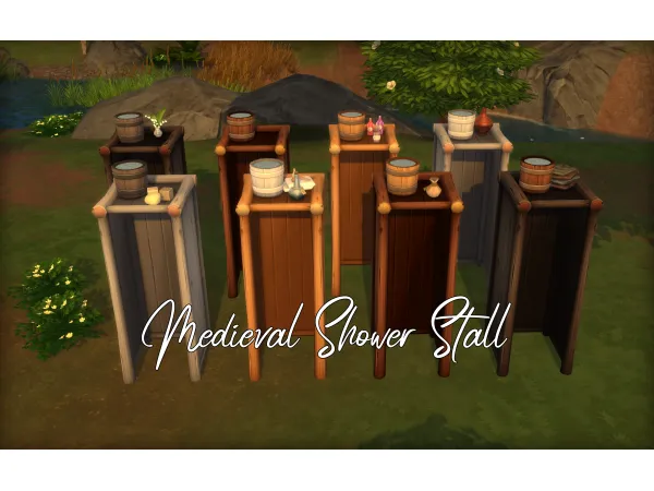 Maxis Match Medieval Shower Stall by Naunakht - The Sims 4 Custom Content