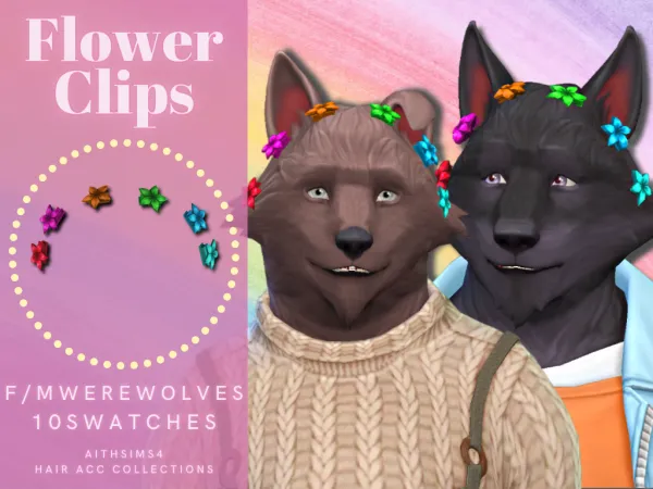 Maxis Match Flower Clips for Werewolves by aith - The Sims 4 Custom Content